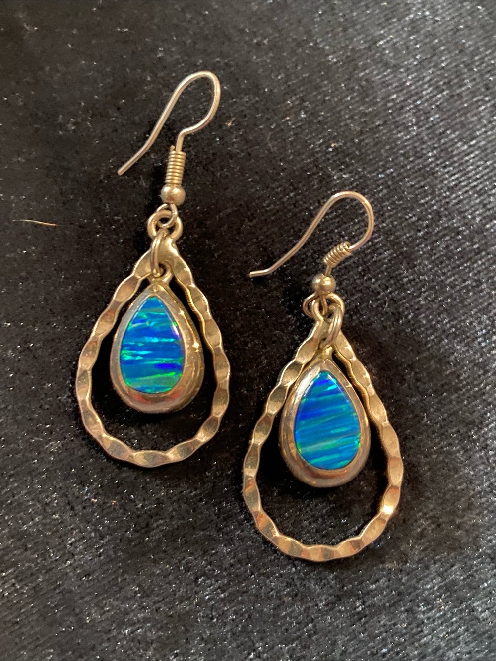 Silver tone Opal? Earrings Mexico